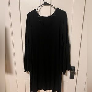 Black Plus Size Dress with Bell Sleeves